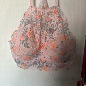 PINK Victoria's Secret Lace Bra - Pink and Orange